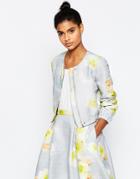 Asos Printed Bomber In Texture Co-ord - Pastel Floral