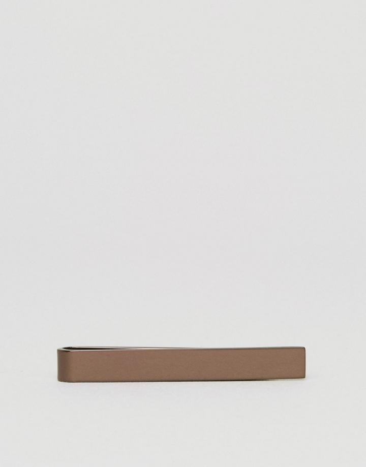 Asos Tie Bar In Chocolate - Brown