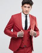 Noose & Monkey Super Skinny Suit Jacket With Stretch - Raspberry