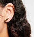 Hoops + Chains Ldn Crawler Stud Earrings With 'omfg Wtaf' Slogan In 18kt Waterproof Gold Plate