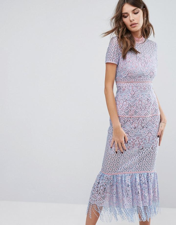 Foxiedox Flourite Lace Midi Dress - Blue