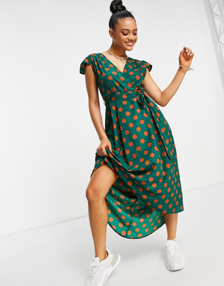 Ax Paris Wrap Mini Dress In Polkadot-multi