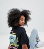 Crooked Tongues Oversized Cropped T-shirt With Photographic - Black