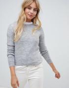 Brave Soul Zennor Crew Neck Sweater With Rib Detail - Gray