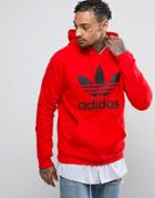 Adidas Originals Trefoil Logo Hoodie In Red Bk5877 - Red