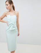 Lavish Alice Bandeau Midi Dress With Bow Detail - Green