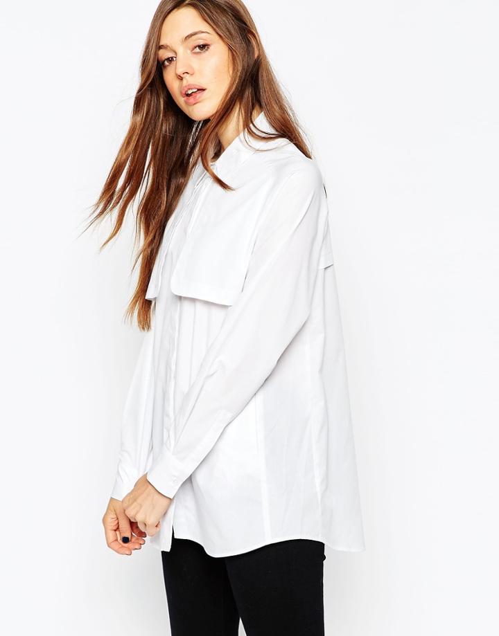 Asos Trench Detail White Shirt - White