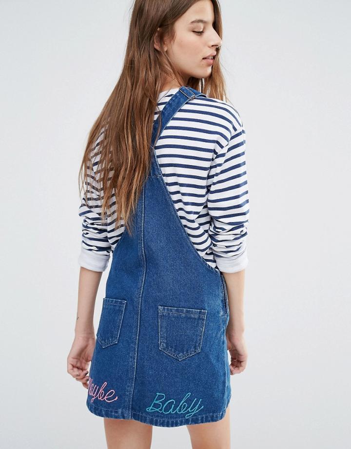 Liquor & Poker Pinafore Dress With Back Slogan - Blue