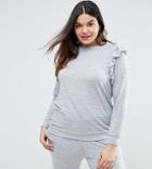 New Look Curve Frill Sweat Top - Gray