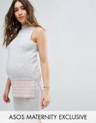Asos Maternity Sleeveless Stripe Sweater - Gray