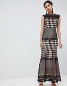 Little Mistress Crochet Maxi Dress - Black