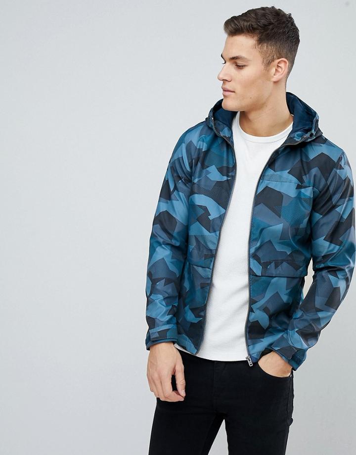 Jack & Jones Core Lightweight Jacket In Street Camo - Navy