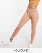 Asos 4505 Hourglass Icon Leggings With Booty-sculpting Seam Detail And Pocket-brown