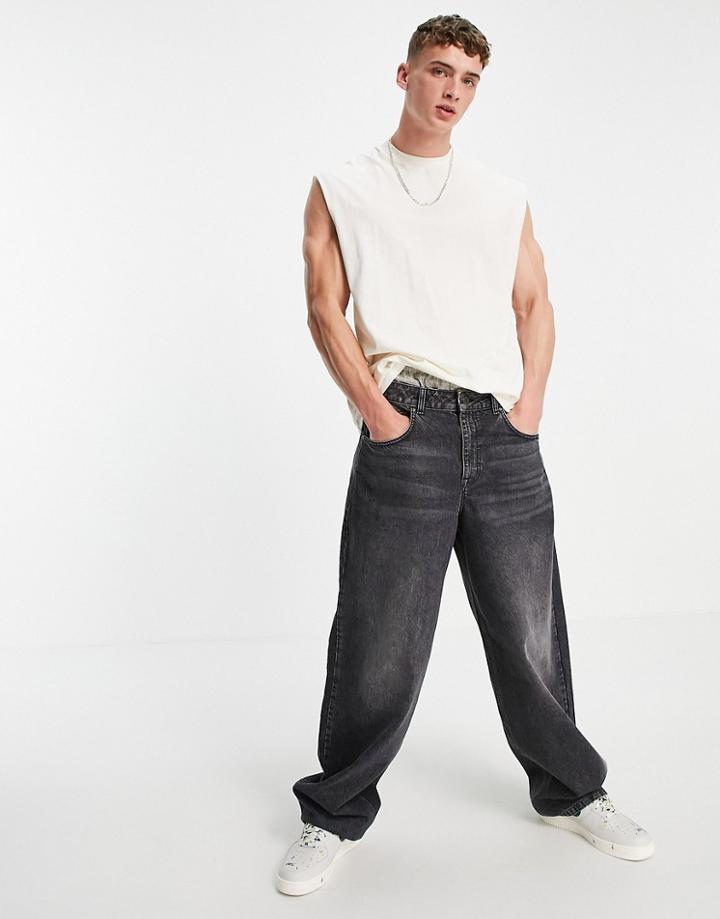 Asos Design Cotton Blend Oversized Tank Top In Cream-neutral