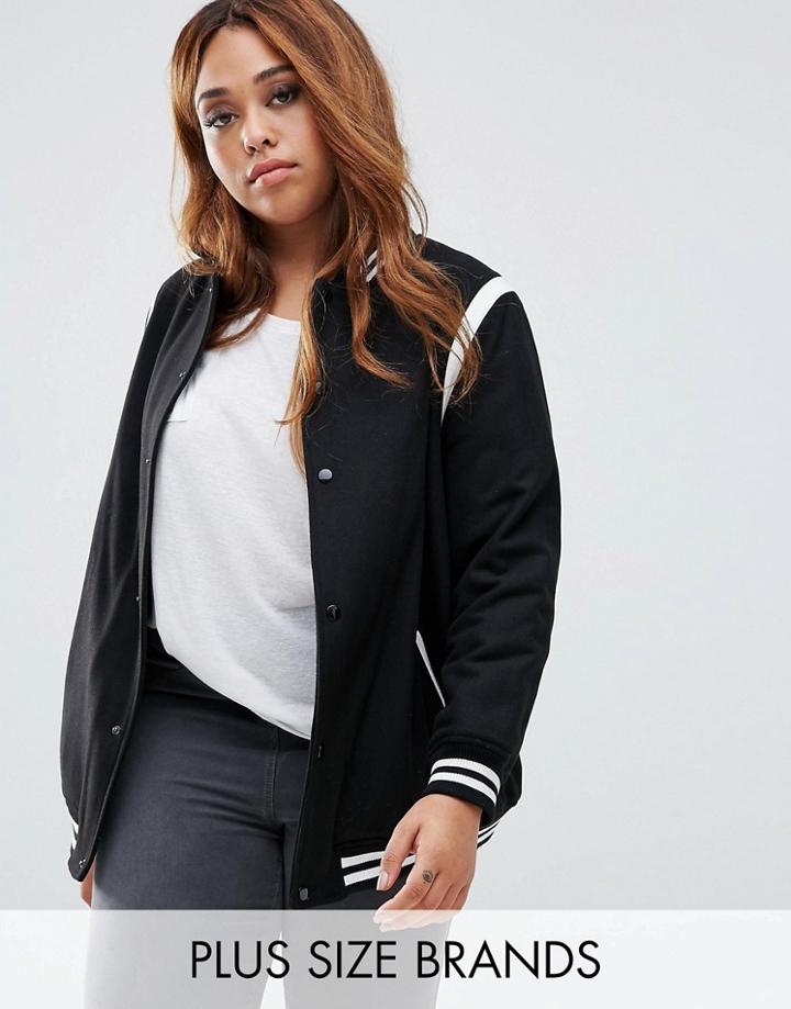 New Look Plus Varsity Bomber - Black