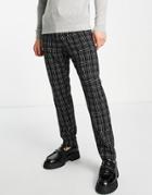 Bolongaro Trevor Skinny Windowpane Check Elasticated Cropped Pants-black