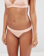 Asos Mix And Match Deep Band Brazillian Bikini Bottom In Rib - Pink