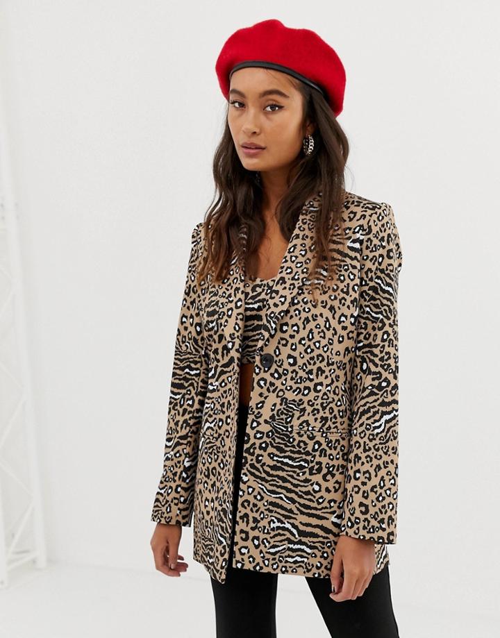 Sacred Hawk Blazer In Leopard Print Two-piece-stone