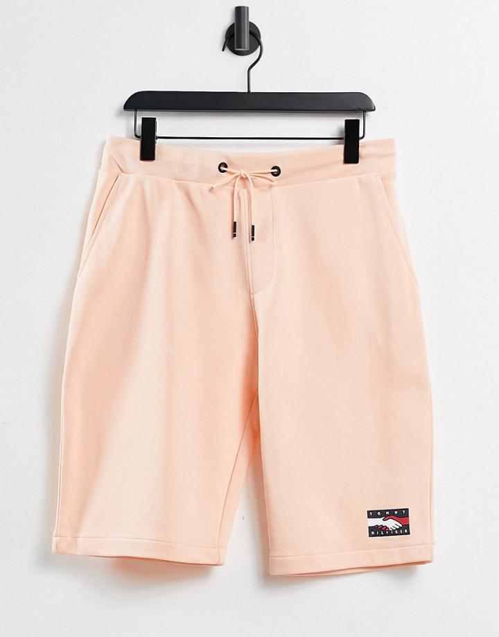 Tommy Hilfiger One Planet Capsule Unisex Front Print Sweats Shorts In Pink