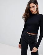 Asos Crop Top With Turtleneck - Black