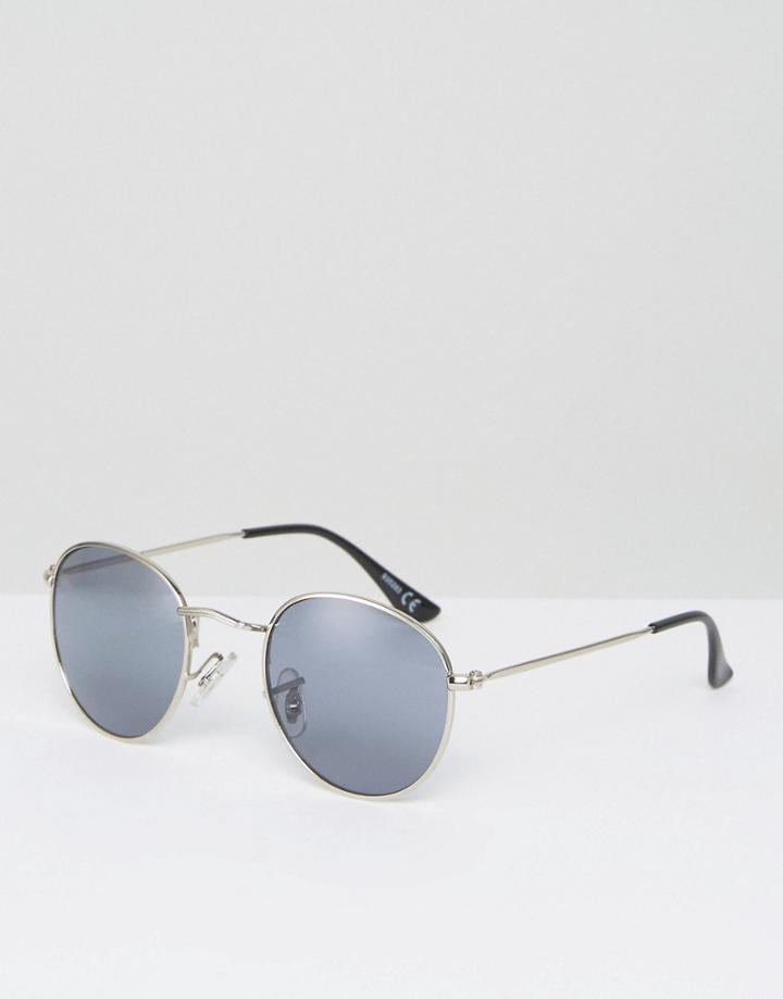 Asos Metal Round Sunglasses In Silver - Silver