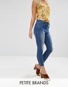 New Look Petite Raw Hem Skinny Jeans - Blue