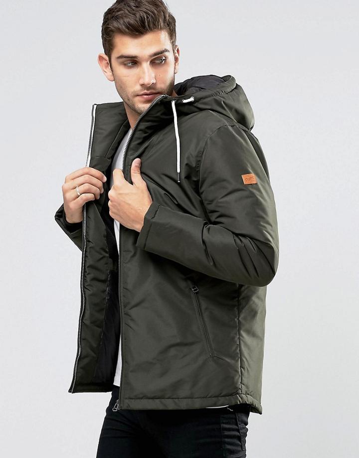 Jack & Jones Hooded Parka With Fleece Lining - Green