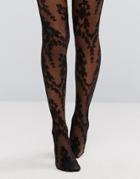 Ann Summers Paisley Floral Tights - Black