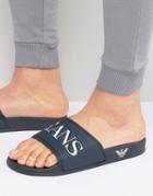 Armani Jeans Logo Slider Flip Flops In Navy - Navy