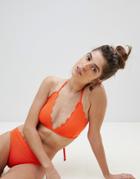 Warehouse Scallop Edge Triangle Bikini Top - Orange