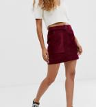 Asos Design Petite Utility Pocket Cord A Line Mini Skirt With Belt