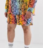 Asos Design X Glaad & Plus Runner Shorts In Snake Print-multi