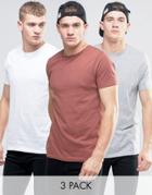 Asos T-shirt With Crew Neck 3 Pack - Multi
