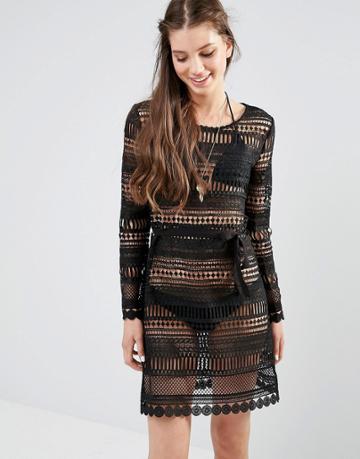 Max C London Crochet Beach Cover Up - Black