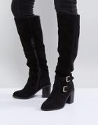 Miss Kg Heeled Over The Knee Buckle Boot - Black