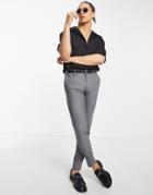 Asos Design Super Skinny Smart Pants In Gray Pin Dot-neutral