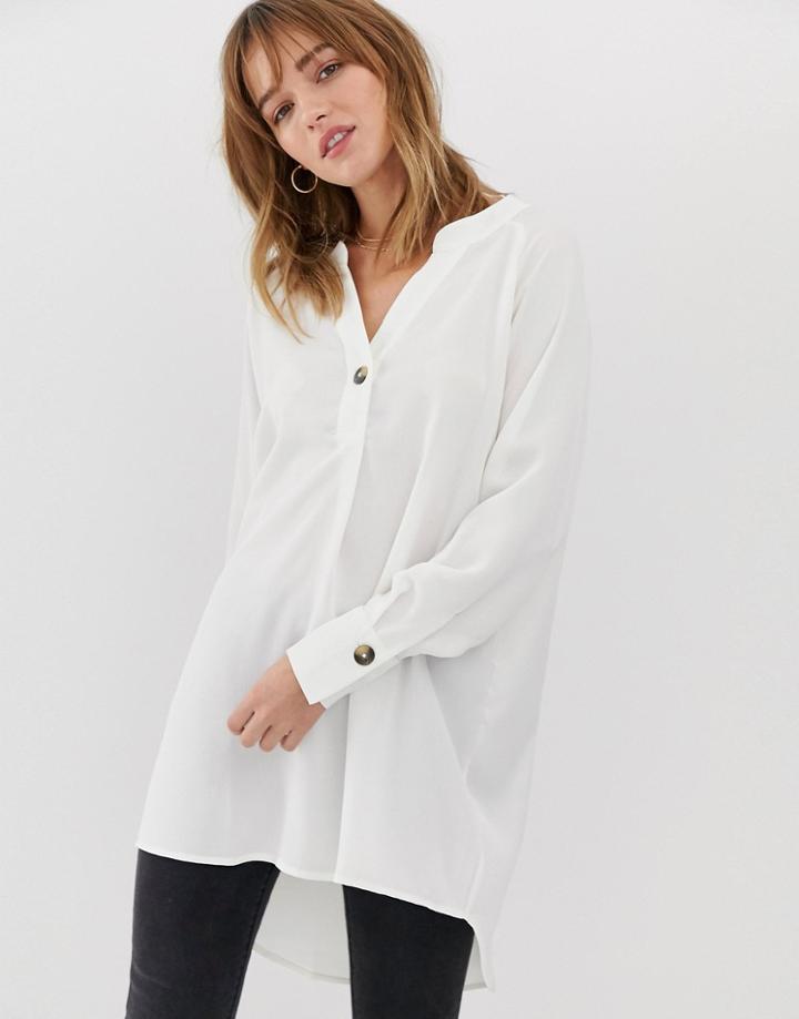 Jdy Button Detail Oversized Shirt-white