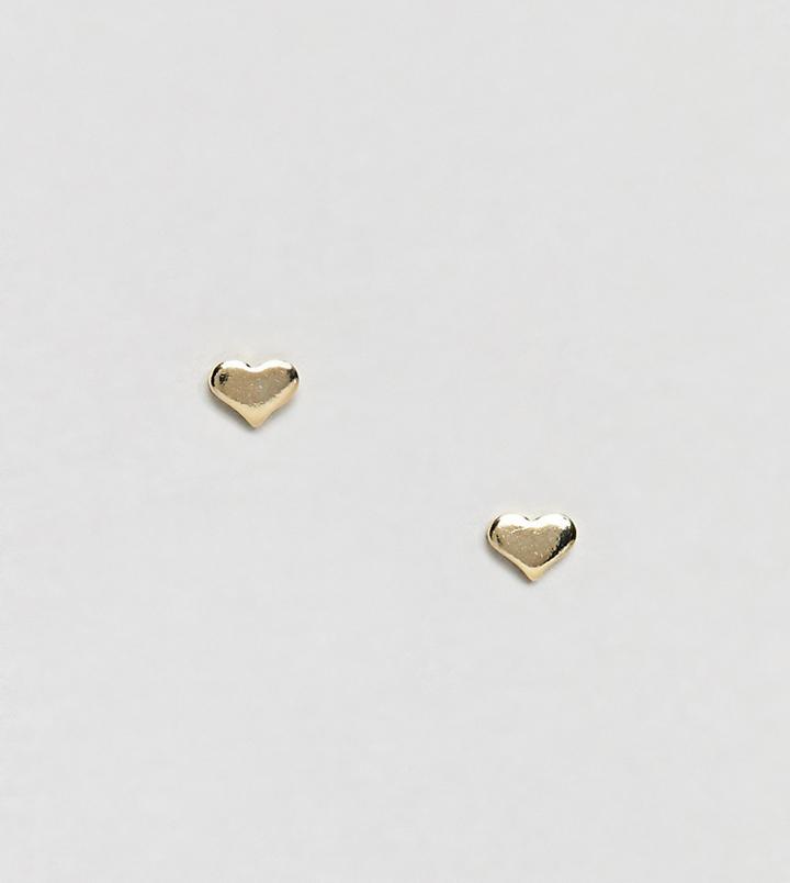 Kingsley Ryan Sterling Silver Gold Plated Heart Stud Earrings - Gold