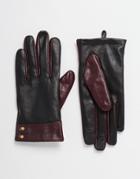 Asos Leather Gloves With Cuff Detail And Touch Screen - Multi