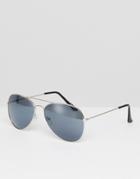 Reclaimed Vintage Inspired Aviator Sunglasses In Silver - Silver