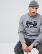 Love Moschino Sweatshirt In Gray With Large Logo - Gray