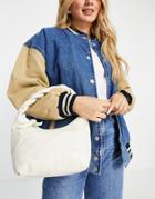 Topshop Mini Slouch Shoulder Bag With Plait Handle In Cream-neutral