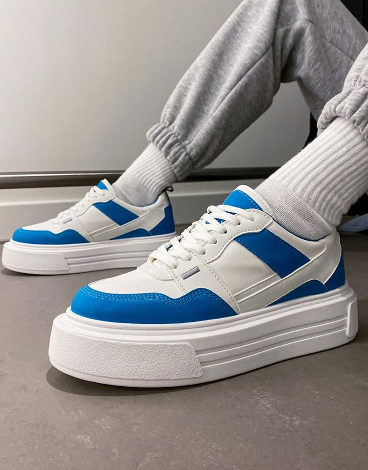 Topshop Cameo Chunky Lace Up Sneakers In Teal-blue