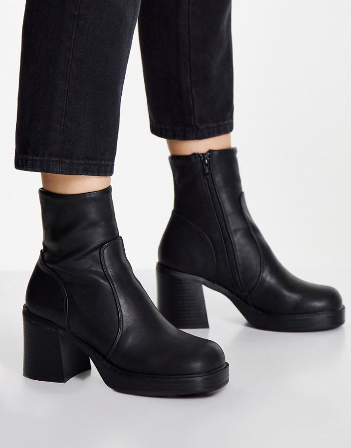 Asos Design Even Chunky Platform Boots In Black
