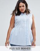 Alice & You Sleeveless Shirt With Frill Hem - Blue