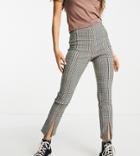 Miss Selfridge Petite Check Split Front Bengaline Pants-brown