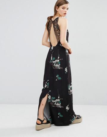 Samsoe & Samsoe Willow Long Maxi Sleeveless Dress With Lace Back - Black