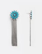 Asos Western Flower Chain Swing Earrings - Blue