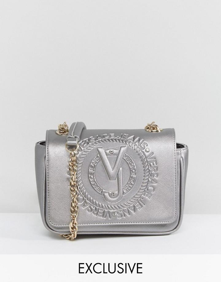 Versace Jeans Embossed Metallic Cross Body Bag - Gold