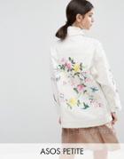 Asos Petite Premium Embroidered And Studded Jacket - White